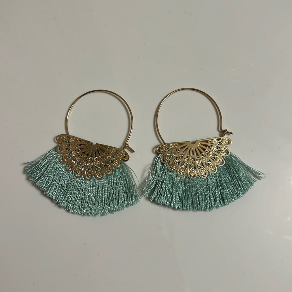 adorable seafoam fringe earrings!!